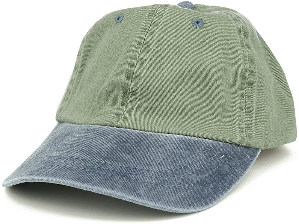 Armycrew Low Profile Blank Two-Tone Washed Pigment Dyed Cotton Dad Cap - Khaki Black