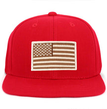 Armycrew Youth Kid Size Desert American Flag Patch Flat Bill Snapback Baseball Cap