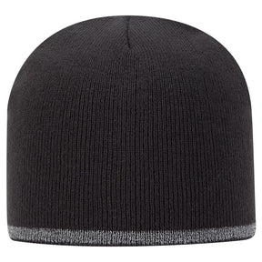 Armycrew 8 Inches Reflective Knit Short Beanie - Black