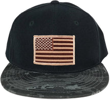 USA American Flag Embroidered Iron on Patch Camo Bill Snapback Cap - NTG