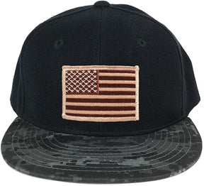 USA American Flag Embroidered Iron on Patch Camo Bill Snapback Cap - NTG
