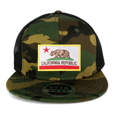 California Republic Embroidered Gold Border Iron On Patch Adjustable Camo Mesh Cap