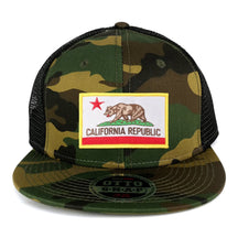 California Republic Embroidered Gold Border Iron On Patch Adjustable Camo Mesh Cap