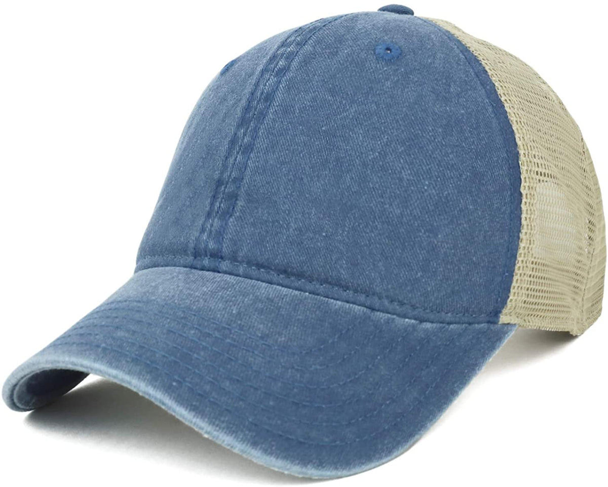 Armycrew Oversize XXL Unstructured Washed Pigment Dyed Trucker Mesh Cap