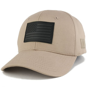 Armycrew US American Flag Black 3-D Rubber Tactical Patch with Adjustable Structured Operator Cap - ACU