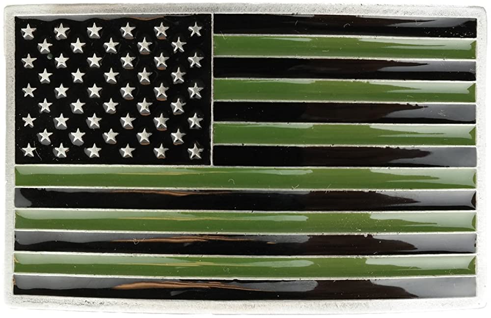 Made in USA, American Flag Patriotic Metal Belt Buckle