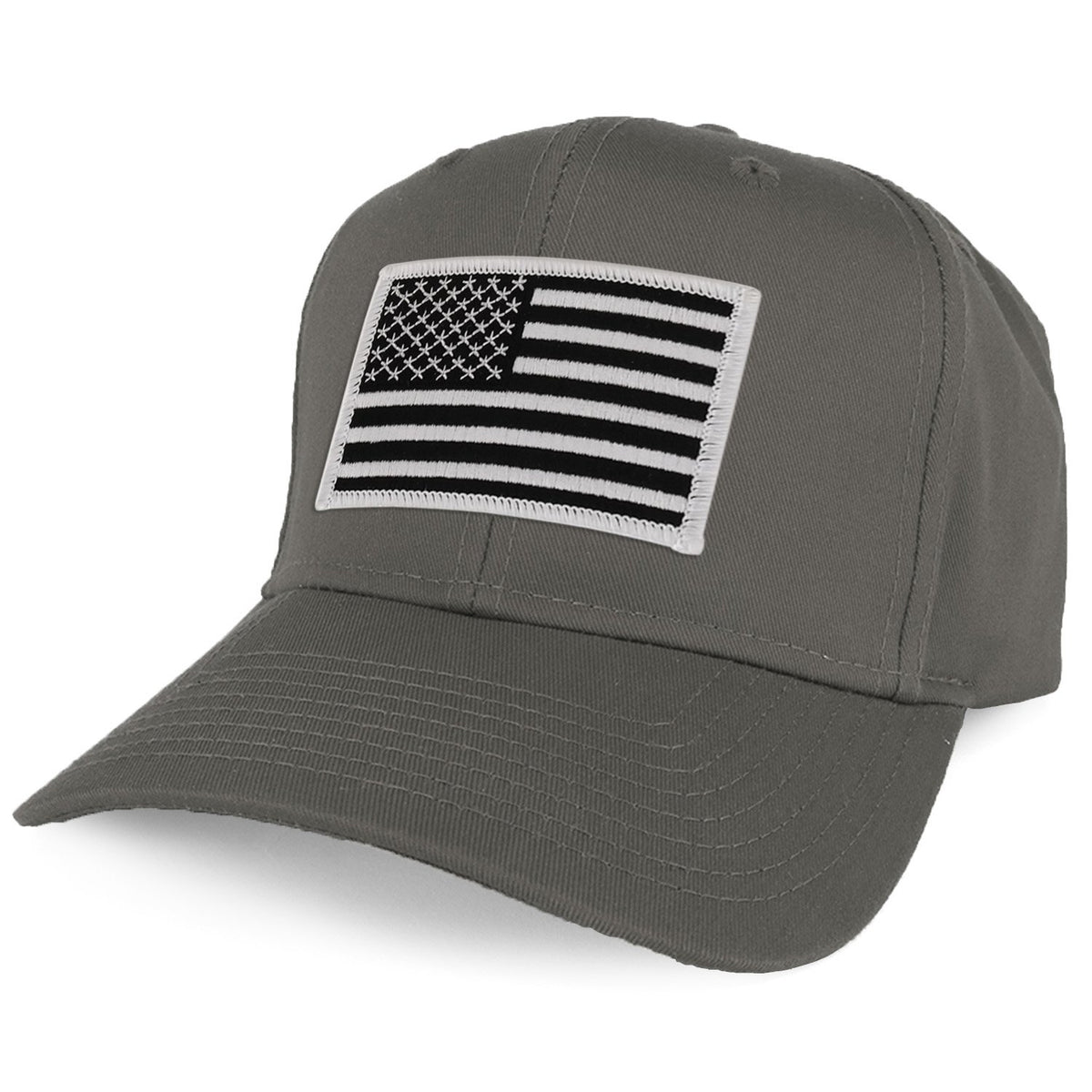 Armycrew XXL Oversize Black White USA American Flag Patch Solid Baseball Cap