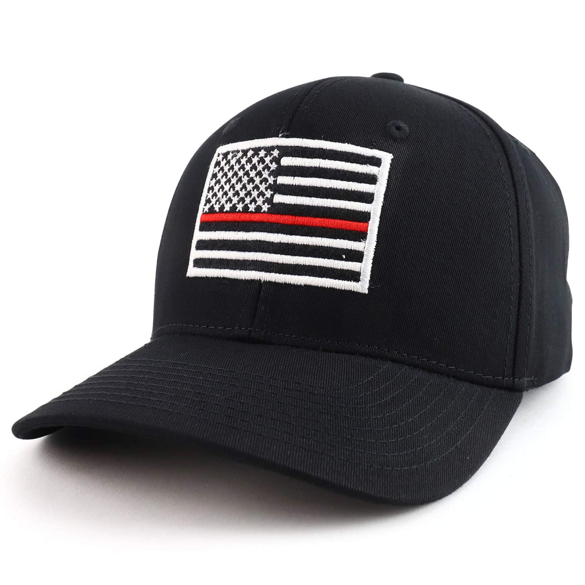 USA American Flag Embroidered 6 Panel Adjustable Operator Cap - Thin Red Line