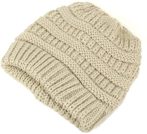 Armycrew Kids Solid Ribbed Knit Warm Beanie Hat - Beige