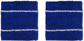 2 Pack Double Thin Striped Cotton Blend Terry Cloth Sweat Absorbing Wristband