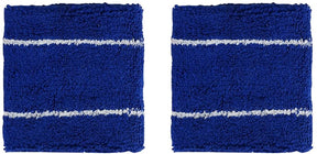 2 Pack Double Thin Striped Cotton Blend Terry Cloth Sweat Absorbing Wristband