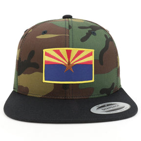 Armycrew Arizona State Flag Patch Two Tone Camo Black Flatbill Snapback Baseball Cap
