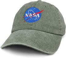 Armycrew NASA Insignia Embroidered 100% Cotton Washed Cap (One Size, White)