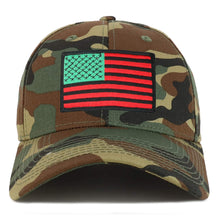 Armycrew Red Green Black American Flag Patch Camouflage Structured Baseball Cap