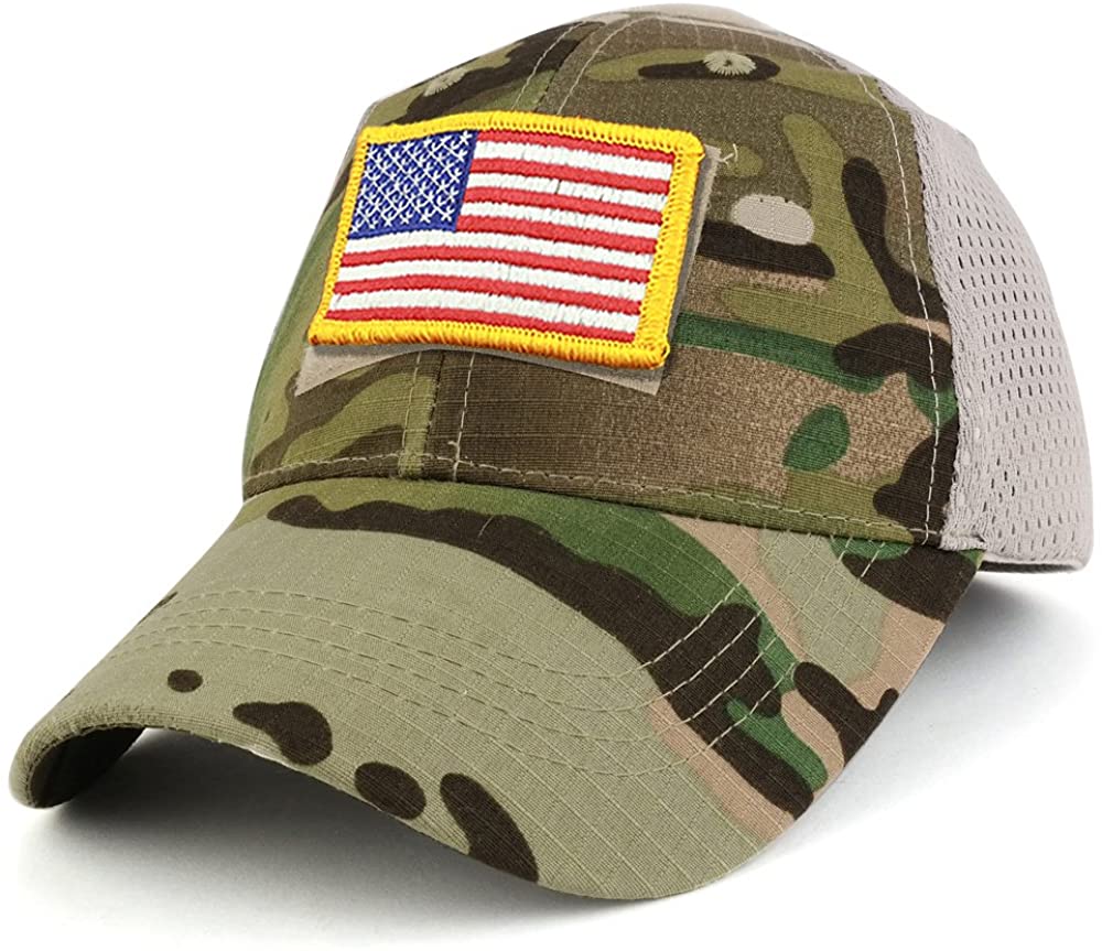 Armycrew USA Yellow Flag Tactical Patch Cotton Adjustable Trucker Cap