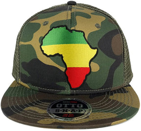 Green Yellow Red Africa Map Embroidered Patch Camo Flat Bill Snapback Mesh Cap