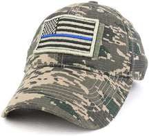 Armycrew USA Stone Thin Blue Flag Tactical Patch Cotton Adjustable Baseball Cap