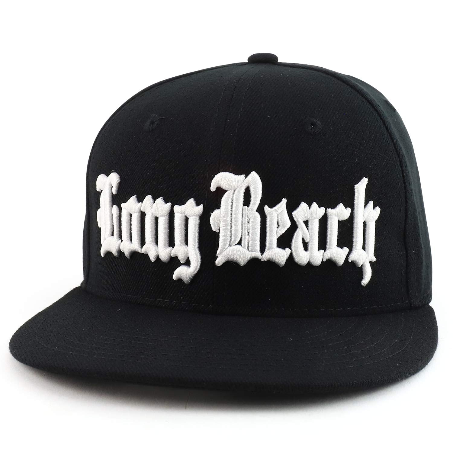 DECKY City Name Old English Embroidered Flat Bill Snapback Cap - Black - Compton