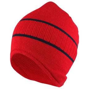 Armycrew Double Striped Acrylic Knit Warm Winter Beanie Cap - Royal RED