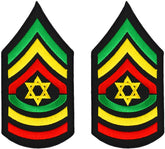 Armycrew Sergeant Military RGY Rasta and Embroidered Iron on Patch 2 Pack - Leaf
