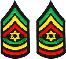 Armycrew Sergeant Military RGY Rasta and Embroidered Iron on Patch 2 Pack - Leaf