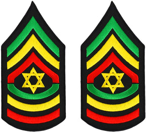 Armycrew Sergeant Military RGY Rasta and Embroidered Iron on Patch 2 Pack - Leaf