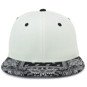 Armycrew Paisley Bandana Print Flat Bill Snapback Cap