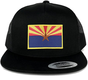 Flexfit 5 Panel Arizona Home State Flag Embroidered Patch Snapback Mesh Trucker Cap
