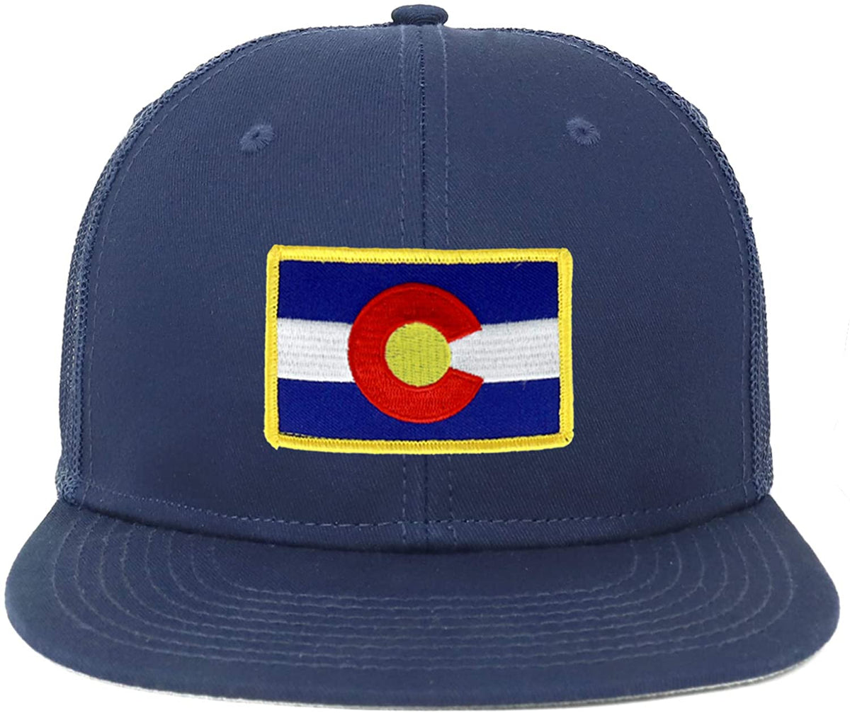 Armycrew Oversize XXL Colorado State Flag Patch Flatbill Mesh Snapback Cap - Black - 2XL