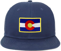 Armycrew Oversize XXL Colorado State Flag Patch Flatbill Mesh Snapback Cap - Black - 2XL
