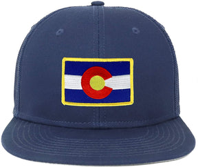 Armycrew Oversize XXL Colorado State Flag Patch Flatbill Mesh Snapback Cap - Black - 2XL