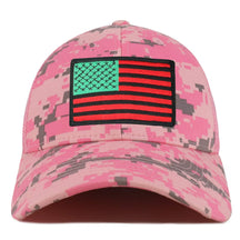Armycrew Red Green Black American Flag Patch Camo Structured Mesh Trucker Cap