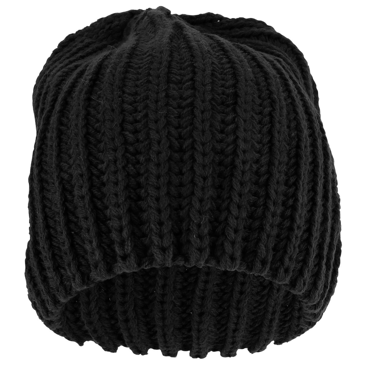 Armycrew Plain Thick Ribbed Winter Slouchy Beanie Hat