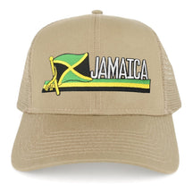 Jamaica Flag and Text Embroidered Cutout Iron on Patch Adjustable Mesh Trucker Cap