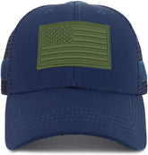Armycrew US American Flag Olive Rubber 3D Tactical Patch Trucker Mesh Back Cap