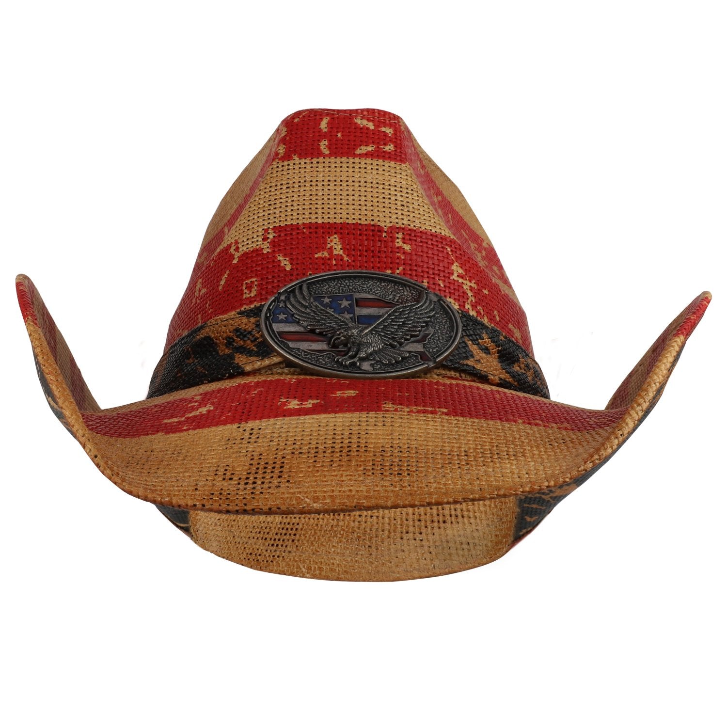 Armycrew American Flag Western Toyo Cowboy Hat with Eagle Badge