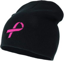 Armycrew Breast Cancer Awareness Pink Ribbon Embroidered Short Beanie