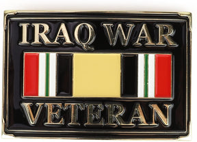 Armycrew Iraq War Veteran Military Ribbon Metal Belt Buckle