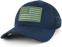 Armycrew US American Flag Olive Embroidered Patch Low Crown Adjustable Tactical Mesh Cap