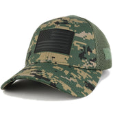 Armycrew US American Flag Black 3-D Rubber Tactical Patch Low Crown Adjustable Mesh Cap