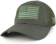 Armycrew US American Flag Olive Embroidered Patch Low Crown Adjustable Tactical Mesh Cap