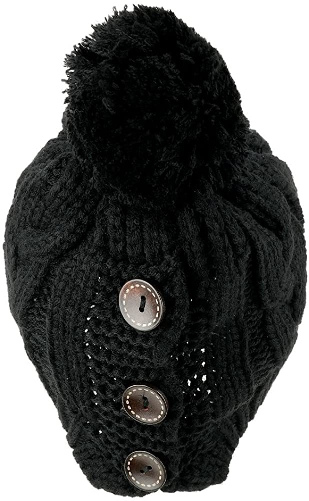 Armycrew 3 Button Winter Knitted Beanie Hat with Pom Pom