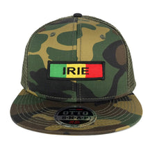 Irie Green Yellow Red Embroidered Iron on Patch Camo Flat Bill Snapback Mesh Cap