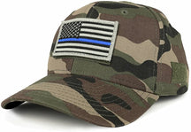 Armycrew USA Thin Blue Line Flag Tactical Patch Structured Operator Baseball Cap