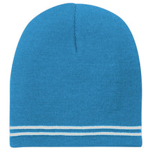 Two Tone Color Winter Short Stripe Beanie Hat