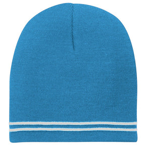 Two Tone Color Winter Short Stripe Beanie Hat