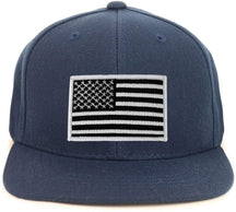 Armycrew Youth Kid Size Black White American Flag Patch Flat Bill Snapback Baseball Cap