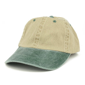 Armycrew Low Profile Blank Two-Tone Washed Pigment Dyed Cotton Dad Cap - Khaki Black