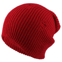 Armycrew Vintage Frayed Pattern Knit Deep Slouchy Beanie