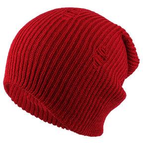 Armycrew Vintage Frayed Pattern Knit Deep Slouchy Beanie